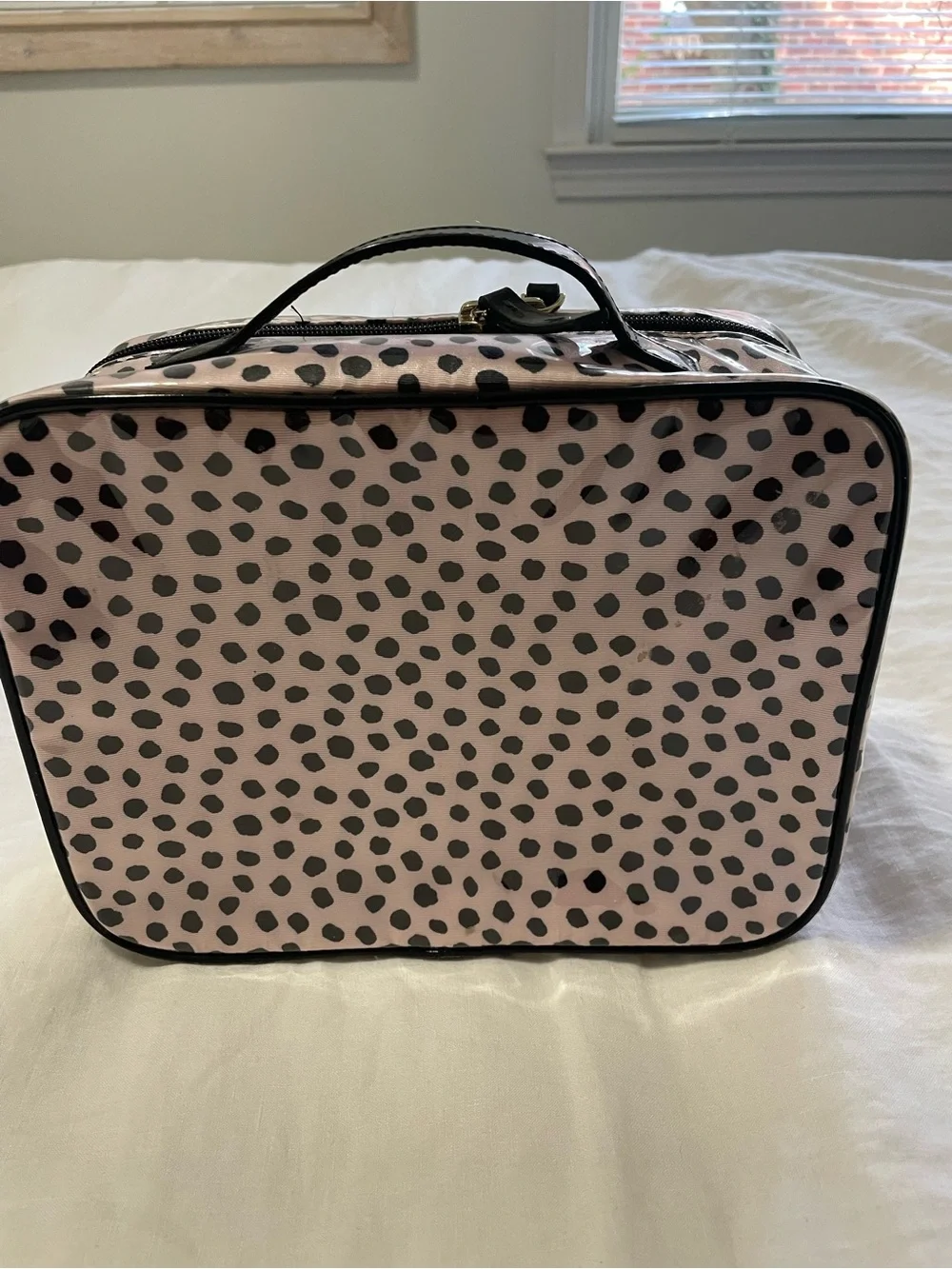 kate spade Pink and Black Spotted Cosmetic Case